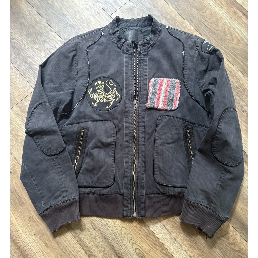 Vintage‎ 80s Guess Black Denim Jacket Patches Pink Floyd Sz Medium